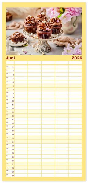 Produktbild: Familienplaner 2026 - Alles Schokolade oder was?! - Hei&szlig;e und kalte Gaumenfreuden aus Schokolade mit 5 Spalten (Wandkalender, 21 x 45 cm) CALVENDO