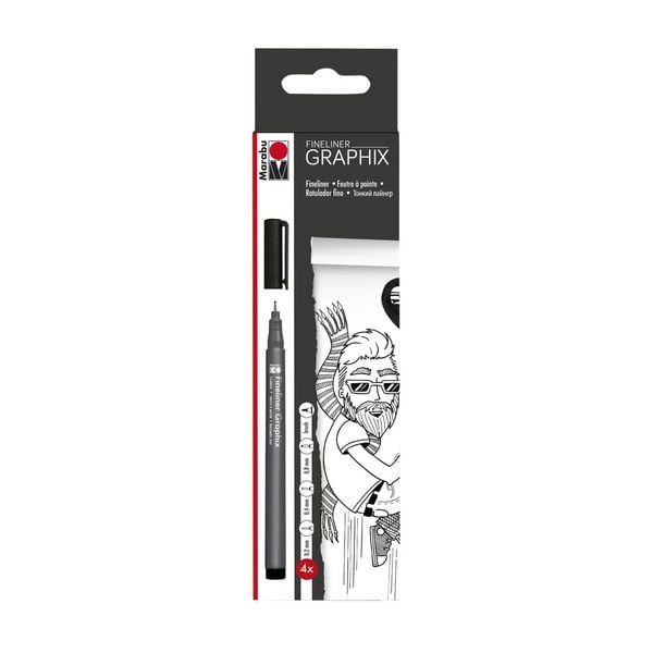 Marabu Fineliner Graphix black 4 Teile