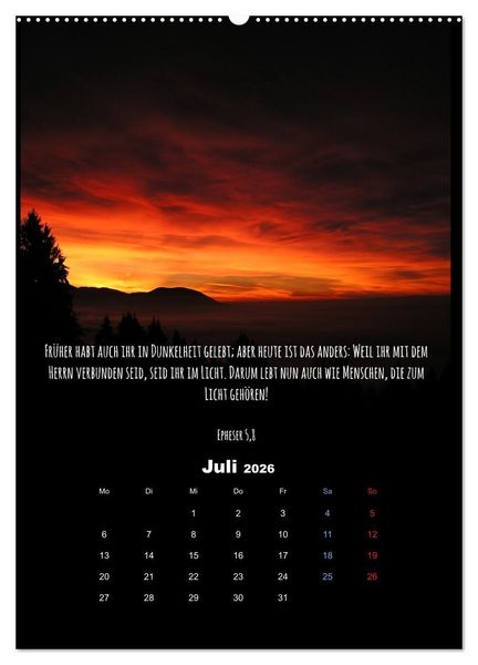 Produktbild: Der Bibelkalender - mit Gottes Wort durchs Jahr (Wandkalender 2026 DIN A2 hoch), CALVENDO Monatskalender