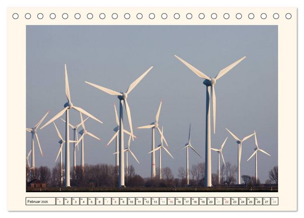 Produktbild: Windkraft in der Landschaft Ostfrieslands (Tischkalender 2026 DIN A5 quer), CALVENDO Monatskalender