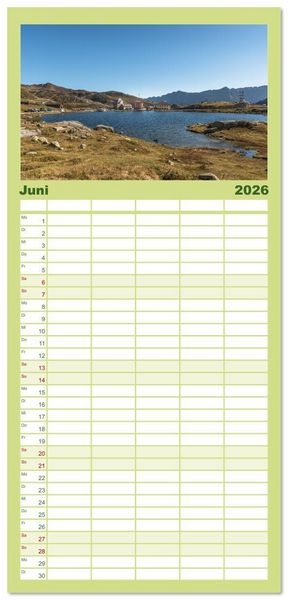 Produktbild: Familienplaner 2026 - Schweizer Alpenp&auml;sse mit 5 Spalten (Wandkalender, 21 x 45 cm) CALVENDO