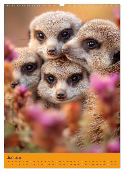 Produktbild: Die Erdm&auml;nnchen Familie - Kalender der niedlichen Tiere (Wandkalender 2026 DIN A2 hoch), CALVENDO Monatskalender