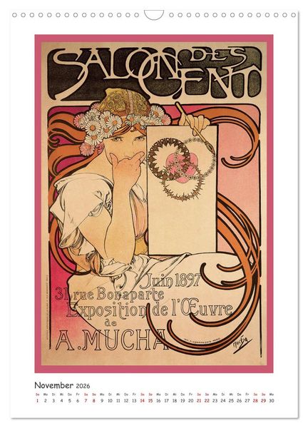 Produktbild: Alfons Mucha - Eine Hommage in zw&ouml;lf Monaten (Wandkalender 2026 DIN A3 hoch), CALVENDO Monatskalender