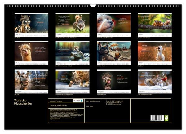 Produktbild: Tierische Klugschei&szlig;er (Wandkalender 2026 DIN A2 quer), CALVENDO Monatskalender