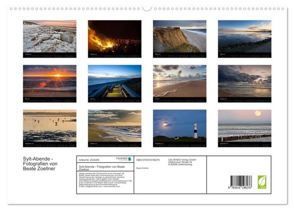 Produktbild: Sylt-Abende - Fotografien von Beate Zoellner (hochwertiger Premium Wandkalender 2026 DIN A2 quer), Kunstdruck in Hochglanz