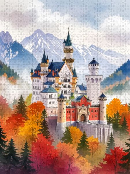 Produktbild: CALVENDO Puzzle Schloss Neuschwanstein - M&auml;rchenhaftes K&ouml;nigsschloss | 1000 Teile Lege-Gr&ouml;&szlig;e 64x48cm Foto-Puzzle f&uuml;r gl&uuml;ckliche Stunden