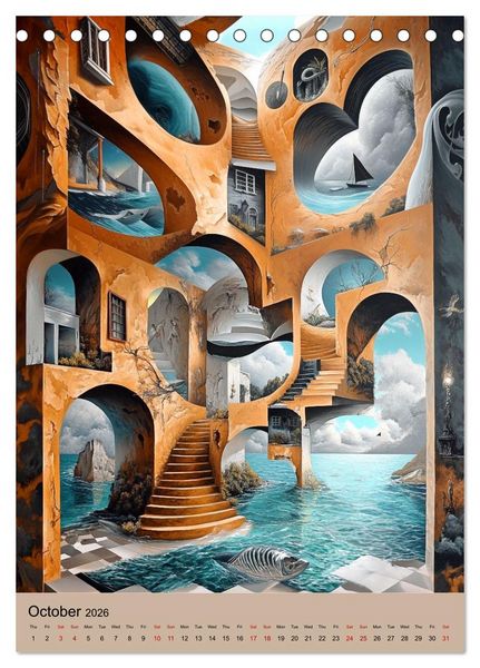 Produktbild: Dali meets Technology (Desk Calendar 2026 DIN A5 portrait), CALVENDO 12 Month DeskCalendar