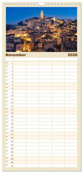 Produktbild: Familienplaner 2026 - Italiens Welterbe Matera mit 5 Spalten (Wandkalender, 21 x 45 cm) CALVENDO