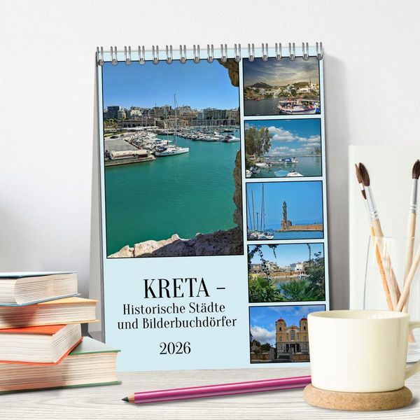 Produktbild: Kreta - Historische St&auml;dte und Bilderbuchd&ouml;rfer (Tischkalender 2026 DIN A5 hoch), CALVENDO Monatskalender