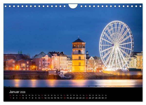 Produktbild: D&uuml;sseldorf bei Nacht (Wandkalender 2026 DIN A4 quer), CALVENDO Monatskalender