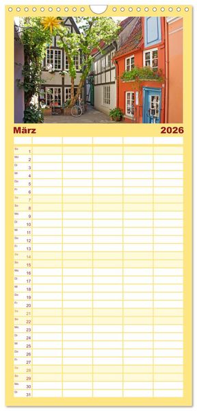 Produktbild: Familienplaner 2026 - Ansichten von Bremen und Bremerhaven mit 5 Spalten (Wandkalender, 21 x 45 cm) CALVENDO