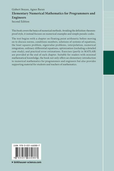 Produktbild: Elementary Numerical Mathematics for Programmers and Engineers