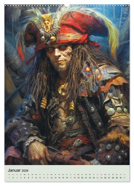 Produktbild: Piraten-Fantasy. Wilde Seer&auml;uber-Romantik im Mittelalter (hochwertiger Premium Wandkalender 2026 DIN A2 hoch), Kunstdruck in Hochglanz