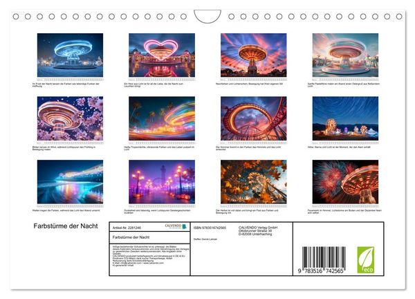 Produktbild: Farbst&uuml;rme der Nacht (Wandkalender 2026 DIN A4 quer), CALVENDO Monatskalender