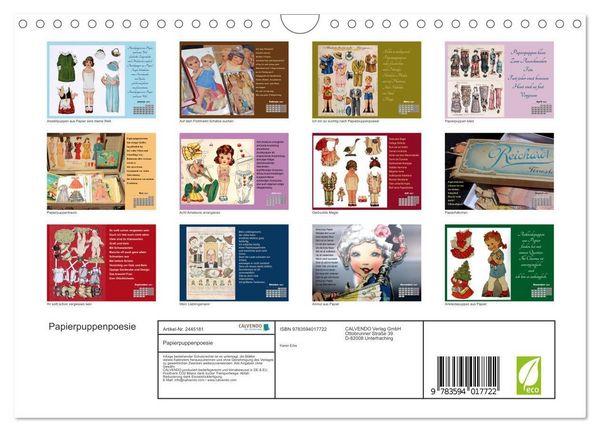 Produktbild: Papierpuppenpoesie (Wandkalender 2027 DIN A4 quer), CALVENDO Monatskalender