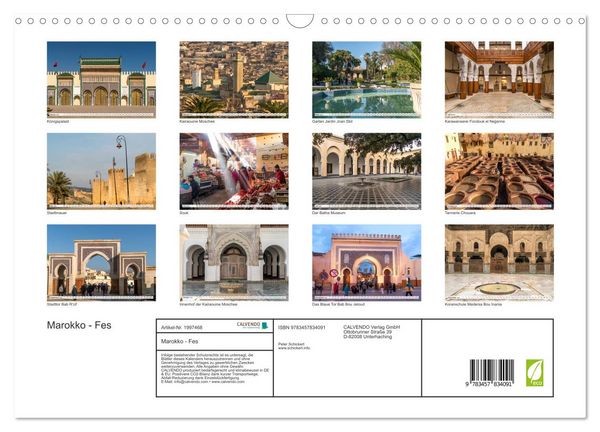 Produktbild: Marokko - Fes (Wandkalender 2026 DIN A3 quer), CALVENDO Monatskalender