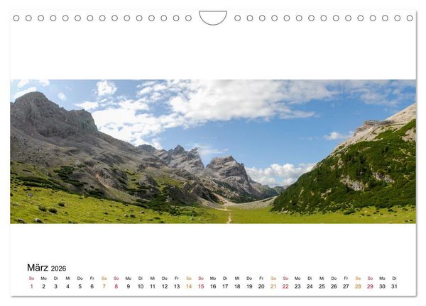 Produktbild: Der Dolomiten H&ouml;henweg EINS in Panoramabildern (Wandkalender 2026 DIN A4 quer), CALVENDO Monatskalender