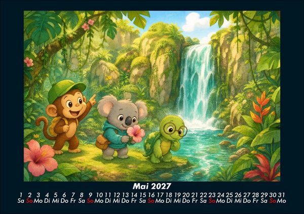 Produktbild: Wasserf&auml;lle der Fantasie mit Milo, Kiki & Taz 2027 Fotokalender DIN A5