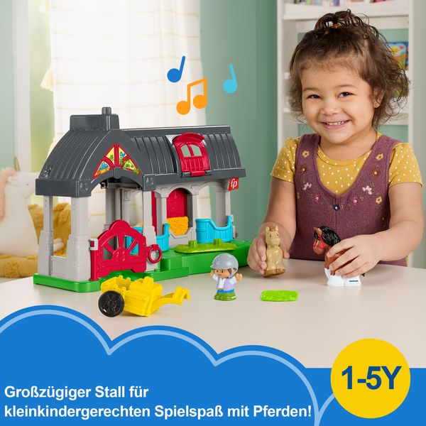 Produktbild: Fisher-Price Little People Spielset f&uuml;r Kleinkinder Niedlicher Pferdestall mit Ger&auml;uschen, 6 Spielteile