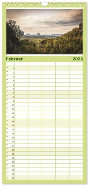 Produktbild: Familienplaner 2026 - Mystischer Malerweg mit 5 Spalten (Wandkalender, 21 x 45 cm) CALVENDO