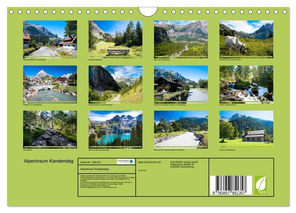 Produktbild: Alpentraum Kandersteg (Wandkalender 2026 DIN A4 quer), CALVENDO Monatskalender