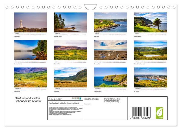 Produktbild: Neufundland - wilde Sch&ouml;nheit im Atlantik (Wandkalender 2026 DIN A4 quer), CALVENDO Monatskalender