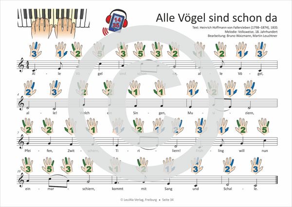 Produktbild: Einfacher!-Geht-Nicht: 34 Kinderlieder BAND 1+2 f&uuml;r Klavier und Keyboard (+Play-Along-Streaming) | LeuWa