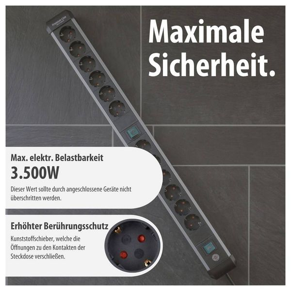 Produktbild: Brennenstuhl 1391030200 Steckdosenleiste mit Schalter Silber, Schwarz Schutzkontakt 1St.