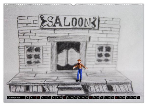 Produktbild: PAPERminis &ndash; Ein Mixed-Media-Figuren-Projekt mit Stift und Papier (Wandkalender 2026 DIN A2 quer), CALVENDO Monatskalender