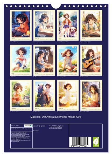 Produktbild: M&auml;dchen. Der Alltag zauberhafter Manga-Girls (Wandkalender 2026 DIN A4 hoch), CALVENDO Monatskalender