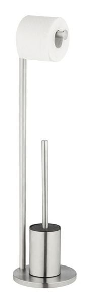Produktbild: Stand WC-Garnitur Mod. Ferla, Edelstahl matt, mit WC-Papierrollenhalter und WC-B&uuml;rste