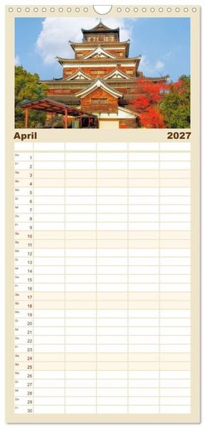 Produktbild: Familienplaner 2027 - Unterwegs in Japan mit 5 Spalten (Wandkalender, 21 x 45 cm) CALVENDO