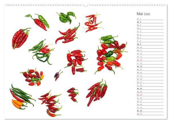 Produktbild: Echt scharf - Der Chili-K&uuml;chen-Planer (hochwertiger Premium Wandkalender 2026 DIN A2 quer), Kunstdruck in Hochglanz
