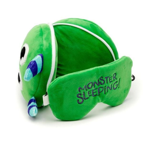 Produktbild: Relaxeazzz Pl&uuml;sch Gr&uuml;n Monstarz Monster Reisekissen & Schlafmaske
