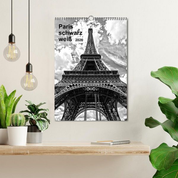 Produktbild: Paris schwarz wei&szlig; 2026 (Wandkalender 2026 DIN A3 hoch), CALVENDO Monatskalender