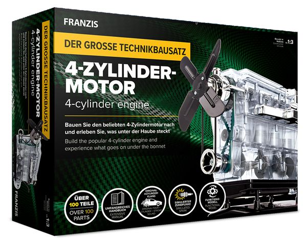 Produktbild: FRANZIS 67175 - Der gro&szlig;e Technikbausatz 4-Zylinder-Motor - Facelift 2026