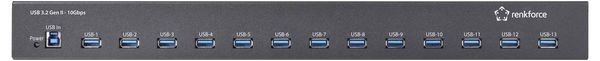 Produktbild: Renkforce RF-6677282 USB-Hub 13 Port USB-A USB 3.2 Gen2 10 GBit/s f&uuml;r industrielle Anwendungen, Rackmontage m&ouml;glich