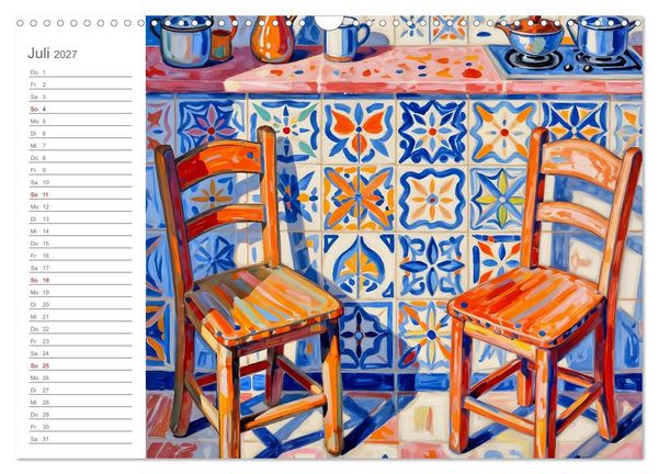 Produktbild: K&uuml;chenrausch - Ein farbstarker K&uuml;chenkalender im expressiven Stil (Wandkalender 2027 DIN A3 quer), CALVENDO Monatskalender