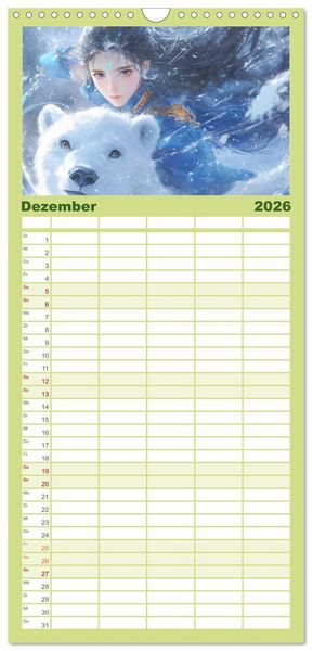 Produktbild: Familienplaner 2026 - Traumwelten. Mangas mit magischen Begegnungen mit 5 Spalten (Wandkalender, 21 x 45 cm) CALVENDO