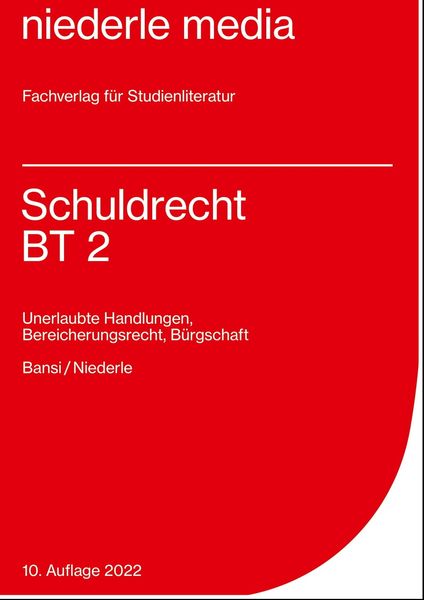 Schuldrecht BT 2 - 2022, Taschenbuch von Jan Niederle, Niederle, J, 9783867240239