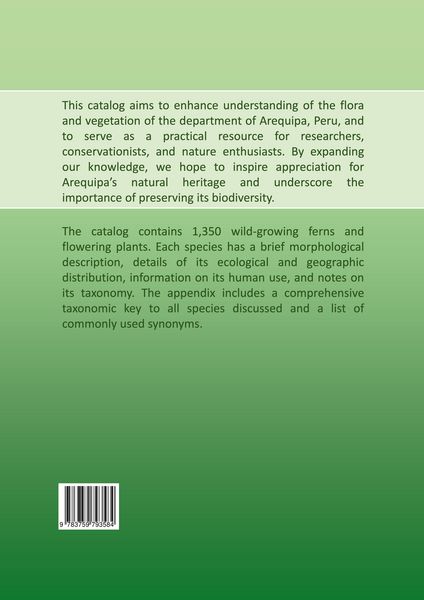 Produktbild: Catalog of Vascular Plants of Arequipa, Peru