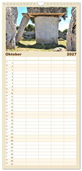 Produktbild: Familienplaner 2027 - Menorca, die sch&ouml;ne Schwester mit 5 Spalten (Wandkalender, 21 x 45 cm) CALVENDO
