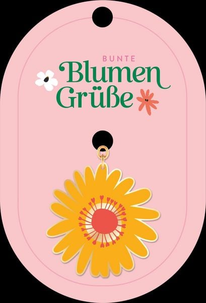 Produktbild: Bunte Blumengr&uuml;&szlig;e Emaille-Schl&uuml;sselanh&auml;nger Bl&uuml;te gelb