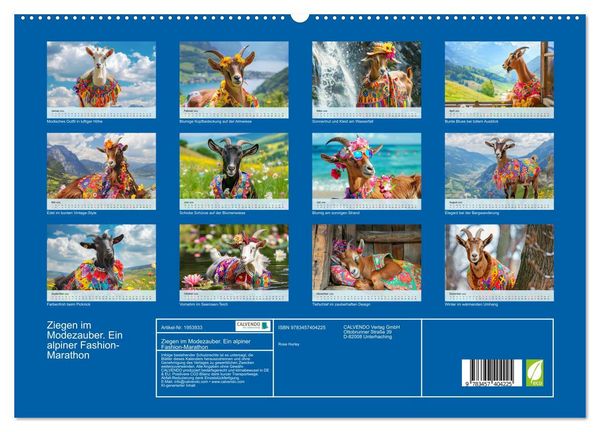 Produktbild: Ziegen im Modezauber. Ein alpiner Fashion-Marathon (hochwertiger Premium Wandkalender 2026 DIN A2 quer), Kunstdruck in Hochglanz