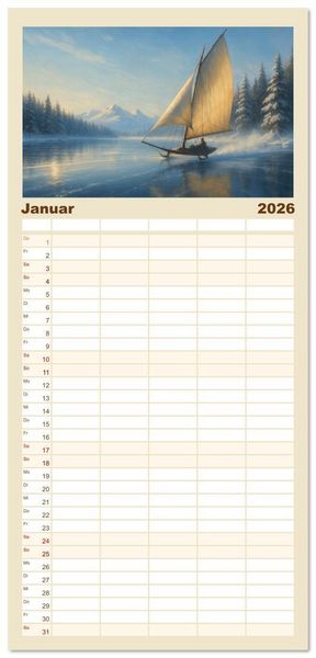 Produktbild: Familienplaner 2026 - Wind bewegt die Welt mit 5 Spalten (Wandkalender, 21 x 45 cm) CALVENDO