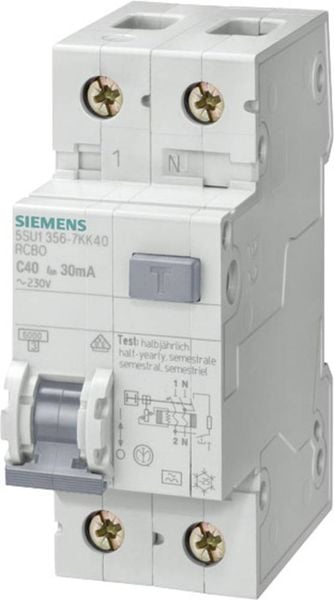 Siemens 5SU1356-6KK10 FI-Schutzschalter/Leitungsschutzschalter 2polig 10A 0.03A 230V