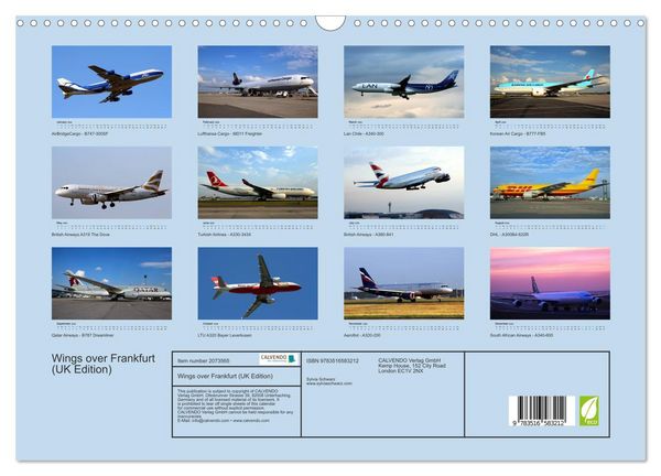 Produktbild: Wings over Frankfurt (UK Edition) (Wall Calendar 2026 DIN A3 landscape), CALVENDO 12 Month Wall Calendar
