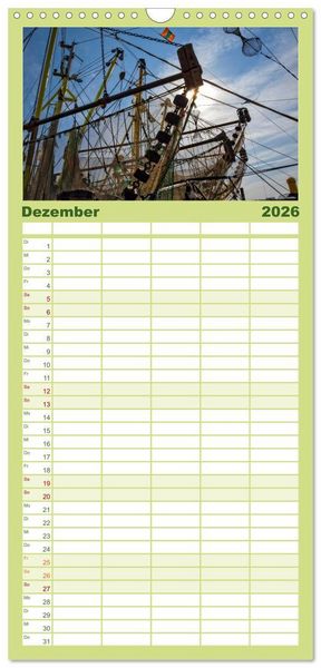 Produktbild: Familienplaner 2026 - Reise an die Nordsee - Greetsiel mit 5 Spalten (Wandkalender, 21 x 45 cm) CALVENDO