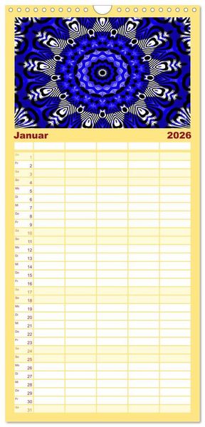 Produktbild: Familienplaner 2026 - Mandala Tr&auml;ume mit 5 Spalten (Wandkalender, 21 x 45 cm) CALVENDO