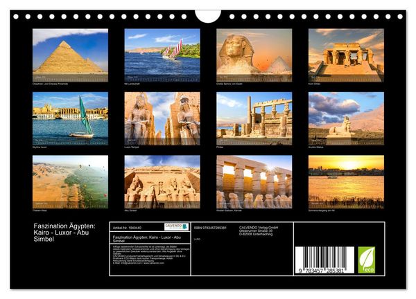 Produktbild: Faszination &Auml;gypten: Kairo - Luxor - Abu Simbel (Wandkalender 2026 DIN A4 quer), CALVENDO Monatskalender